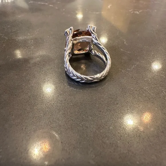David Yurman Silver Ring with morganite Gemstone - Picture 3 of 5